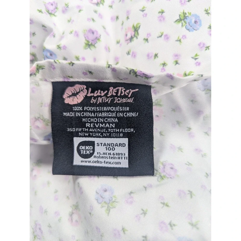 Luv Betsey by Betsey Johnson Queen Floral Sheet White Purple Blue Flat sheet